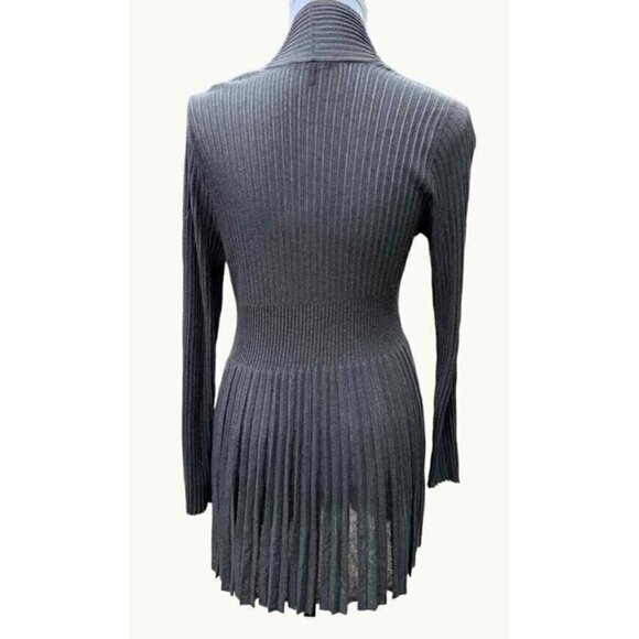 Eileen Fisher Gray Pleated Knit Long Sleeve Casual Open Front Cardigan - Picture 8 of 13